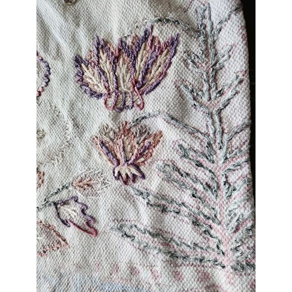 PIER 1 Embroidered Throw Pillow Cover Pink, Purple, Needlpoint Floral 18" CUTE - Picture 3 of 9